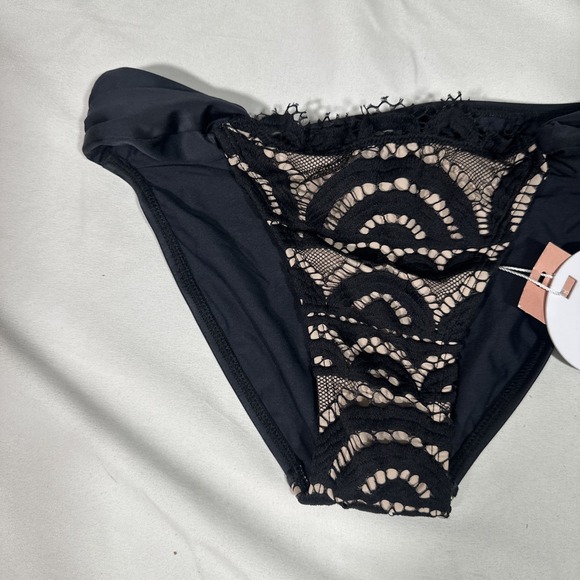 NWT $72 PQ SWIM [ Small ] Fanned Lace Bikini Bottoms in Midnight Black T2068 - Picture 4 of 10